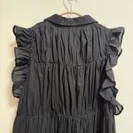 Anthropologie sleeveless ruffle tiered collared black mini shirt dress small NWT Photo 10