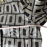 Karl Lagerfeld  Women's Double L Trench Coat Sz 12 Black White Geometric Long Photo 10