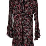 NWT C’isa Mini Dress Womens S Pink Black Floral Long Flare Sleeve Hippie Boho Photo 0