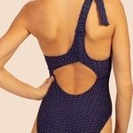 Trina Turk NWT  Adeline Maillot One Shoulder Cutout Swimsuit Navy‎ Size 10 Resort Photo 1