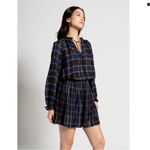 Current Air  Plaid Blouson Sleeve Pleated Mini Length Dress Size Medium Photo 2