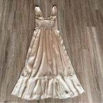 Show Me Your Mumu  Claire Midi Dress Champagne Luxe Satin Slit Sleeveless Gold S Photo 12