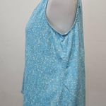 Krazy Kat  Blue Floral Crinkle Notched Crewneck Sleeveless Blouse Size Large Photo 1