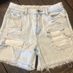 American Eagle American Eagle Denim Mom Shorts Frayed Hem Distressed Ripped Light Wash Photo 0