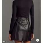 Maeve Faux-Leather Button-Front Belted Mini Skirt Photo 2