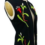 VTG Di Costa 100% Wool Long Black Sweater Vest Embroidered Floral Pattern Sz 8 Photo 0