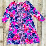Lilly Pulitzer NWOT  Ophelia Plumeria Pink in Hollidaze Knit Swing Dress sz XS Photo 1