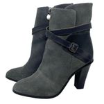 Ann Taylor Loft Gray Suede Leather Buckle Ankle Boots Photo 6
