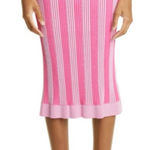 Jacquemus Le Jupe Gelato Stripe Ribbed Knit Midi Skirt Pink Sz 40 US 8 Photo 0