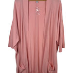 Isaac Mizrahi Live! Open Front Cardigan Duster Sz 2X Pink Ruffle Hem Drape Comfy Photo 0