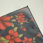 Unbranded Black & Red Hibiscus Flower Pattern Square Sheer Scarf Accessory Photo 2