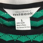 Misook  Green & Black Knit Striped Sleeveless Top L Photo 6