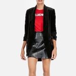 EXPRESS Black Shawl Collar Velvet Boyfriend Blazer Jacket size Small $108 Photo 3