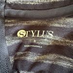 Stylus blue striped long sleeve stretchy top sheer on bottom zipper on back S Photo 7