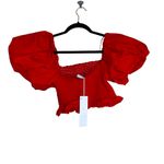 ZARA NWT  PUFF SLEEVE CROP TOP RED BLOGGERS FAV SMOCKED Photo 10