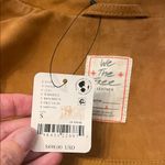 Free People  Willa Western Bomber Tan Leather Jacket with Fringe Embroidery Photo 8