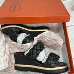 exe Ipanema Black Woven Faux Leather Wedge Heel Platform Sandals Y2K Style NEW Size 5.5 Photo 9