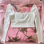 Princess Polly cottage core coquette white ruched long sleeve square neck milkmaid crop top Photo 2