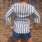 Pink Rose  Rayon Striped Tie Front High Low Hemline Top M Photo 4