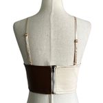 SheIn Brown/Cream Color Blocked Faux Leather Crop Top Women's Size Small 10-16-2 Photo 1