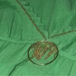 Lauren Moffatt Vintage S Gauzy Green Gold Accent Spaghetti Strap Babydoll Dress Size 2 Photo 5