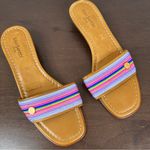 Eric Javits Sandals Womens 8 Multi Color Rainbow Stripe Open Toe Summer Slides Pink Photo 0