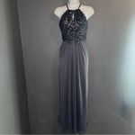 Blondie Nites  New w $169 Tags Dusty Blue Gray Maxi Formal Prom Gown Dress XS Photo 4