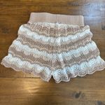 Princess Polly  Knit shorts brown white stripe crochet Photo 3