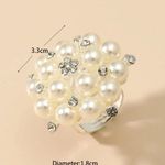 Elegant Gold Pearl Cluster Ring. Adjustable Photo 5