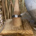 Black Onyx Infinity Cubic Zirconia Solitaire Sterling Silver Ring Sizes 7 & 9 Photo 4