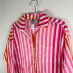 Beach Riot  Pink Orange Stripe Cotton Button Down Shirt Photo 2