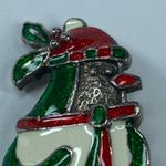 Christmas Holiday Penguin Jewelry Pin Brooch Silver Green Red White Colorful Photo 1