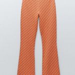 ZARA NWT  HIGH RISE FLARED JACQUARD PANTS ORANGE MULTI LARGE Photo 4