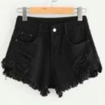 SheIn Distressed Frayed High-Rise Shorts Photo 2
