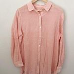 J. McLaughlin  | Mini Banker Stripe Blouse Orange White Lightweight Collar | XL Photo 0