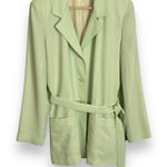 Hillard & Hanson Pale Lime Green Jacket Blazer Women Boxy Belt Mod Retro Medium Layering Piece Photo 0