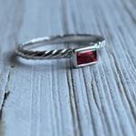 Garnet & Sterling Silver Rectangle Bezel Set 925 Ring Size 8 NEW! Red Photo 1
