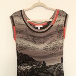 Diktons Barcelona Size 6 Multicolor Mountain Castle Artsy Midi Stretch Dress Photo 1