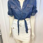Truth NYC Tie Front Denim Cropped Top with Adjustable Sleeves Photo 3