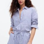 Madewell Drawstring Pull-On Shorts in Pure Blue Size XXSmall NWT 100% Cotton Photo 2