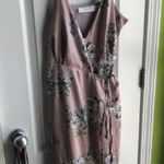 ASTR Floral Satin Silk Wrap Dress Photo 0
