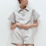 ZARA NWOT Denim Cotton Shimmer Romper Playsuit Bloggers Fave Photo 0