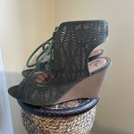 Military Green wedges, with front laces, excellent condition! Size 8 Photo 0