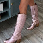Gianni Bini Pink Metallic Boots Photo 0