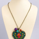 Y2K Vintage Womens Colorful Chunky Heart Silver Chain Lariat Necklace 90s Photo 0