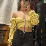 White Fox Boutique  Yellow Floral Blouse Photo 1