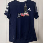 Adidas Womens Shirt M Blue Aeroready Atlanta Crew Neck Short Sleeve Activewear Photo 0