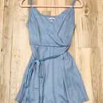 Francesca's Francesca’s Boutique Danielle Scalloped Chambray blue Romper sz small Photo 6