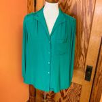 Vtg 80s green dressy blouse Size 14 Photo 3