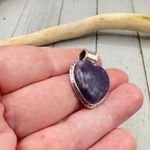 Natural Purple Lepidolite 925 Sterling Silver Pendant Photo 6